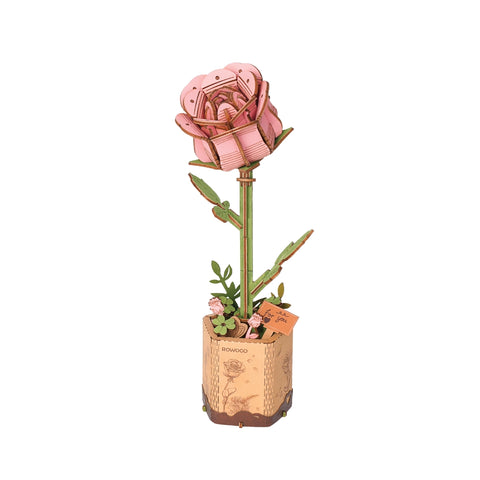 3D Wooden Flower Puzzles: Pink Rose