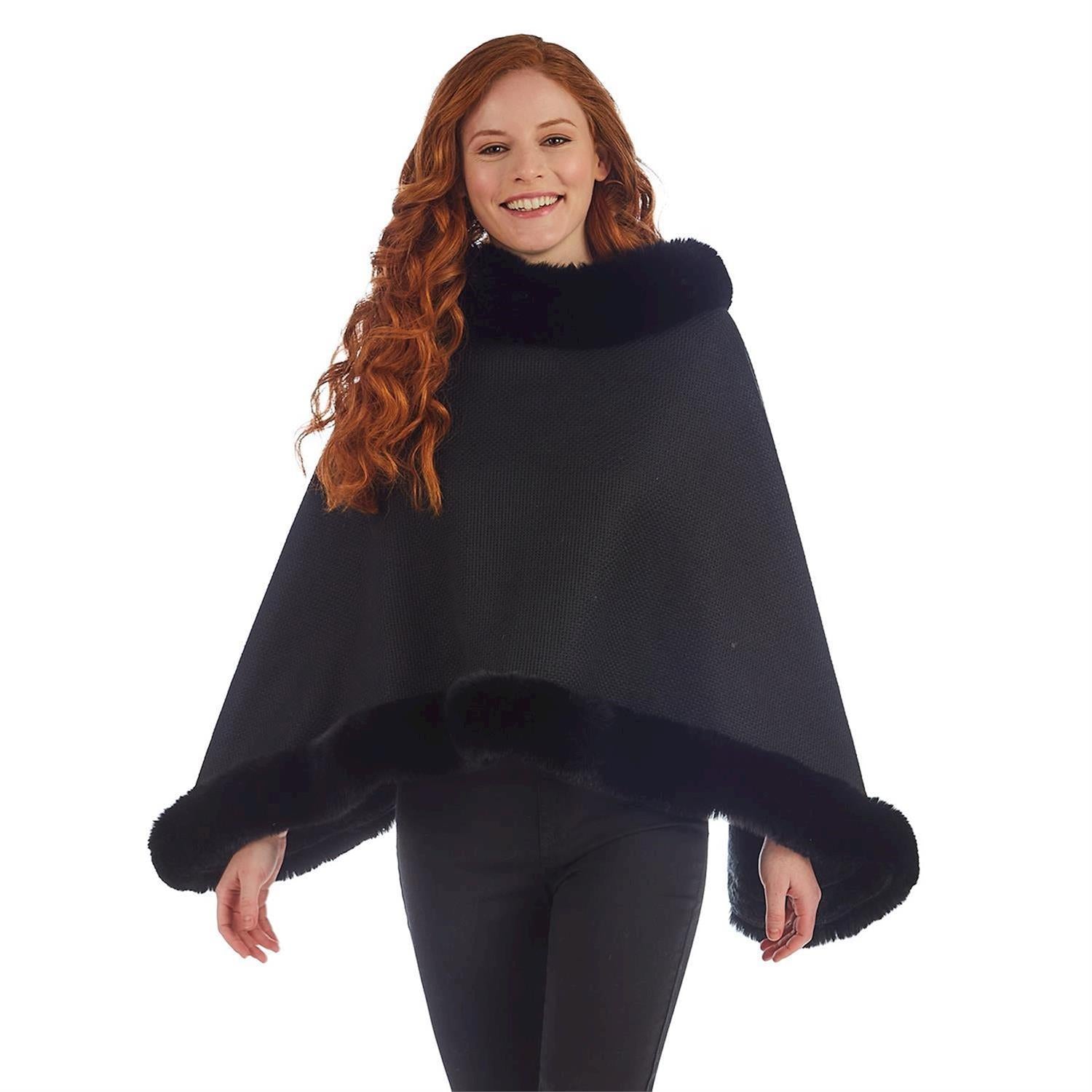 Fur Trimmed Poncho