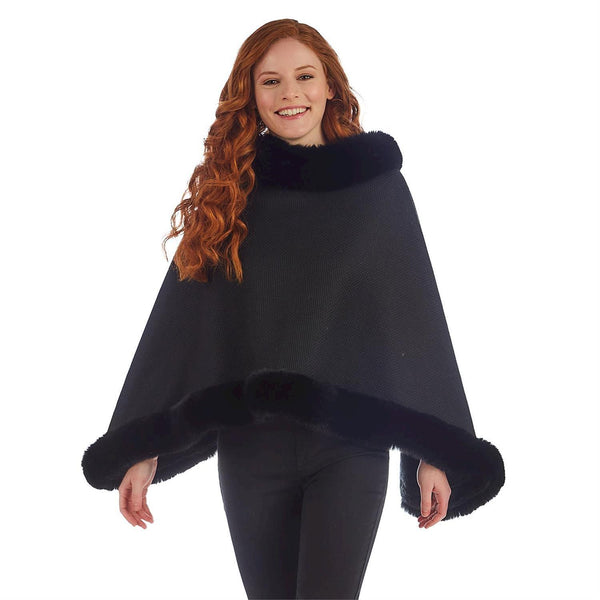 Fur Trimmed Poncho